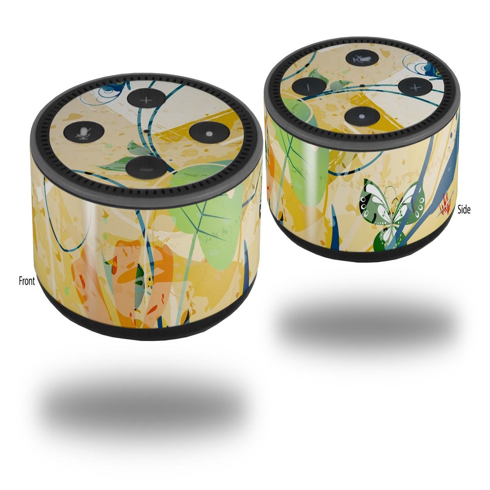 Skin Wrap Decal Set 2 Pack for Amazon Echo Dot 2 - Water Butterflies (2nd Generation ONLY - Echo NOT Included)