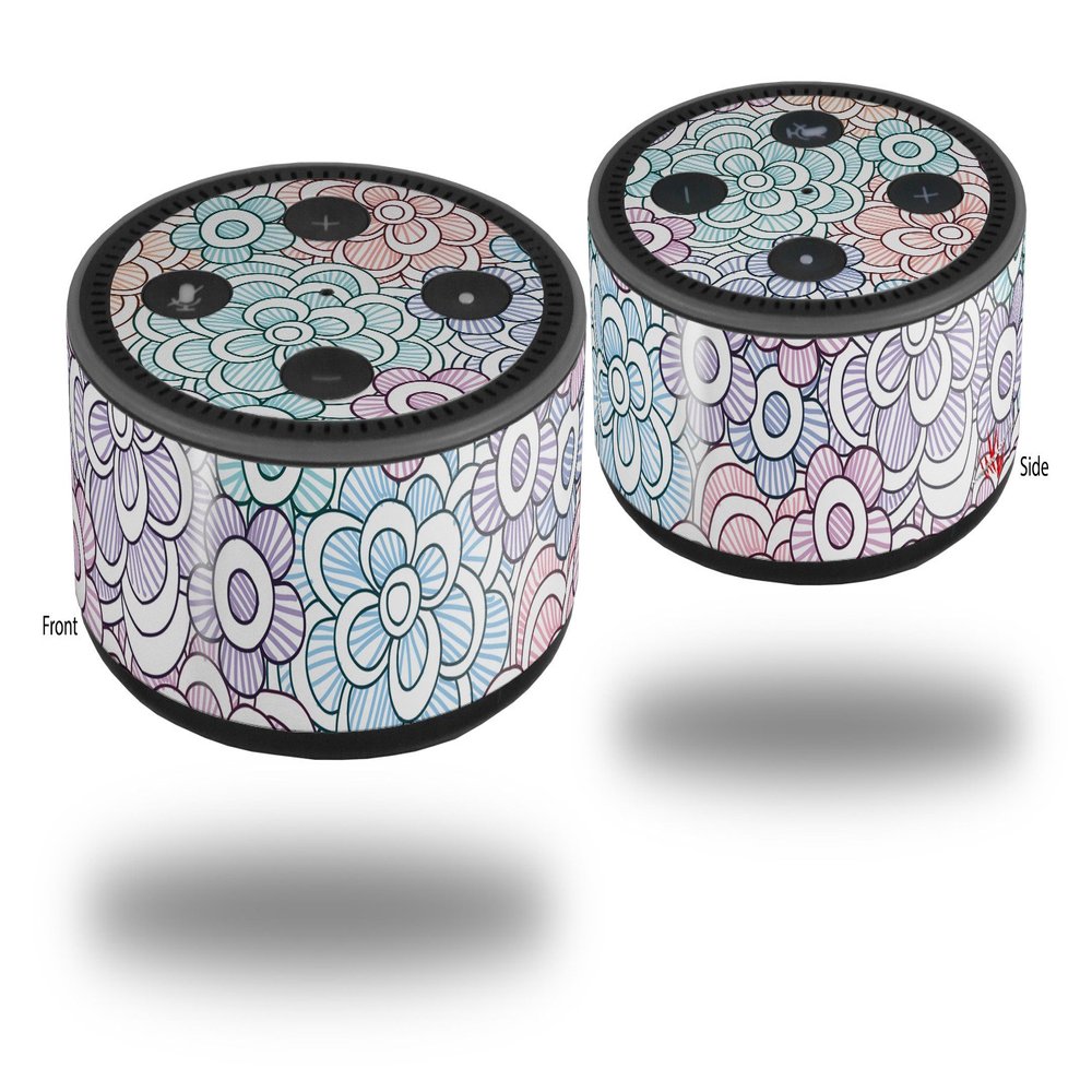 Skin Wrap Decal Set 2 Pack for Amazon Echo Dot 2 - Flowers Pattern 08 (2nd Generation ONLY - Echo NOT Included)
