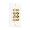 Cable Matters Speaker Wire Wall Plate, Gold Plated Speaker Wall Plate with Banana Plug Binding Post for 4 Speakers, White view 1