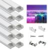 Muzata 10Pack 3.3FT/1M LED Channel Aluminum U Shape Silver LED Strip Diffuser Channel with Milky White Cover Easy Installation U1SW WW 1M view 1
