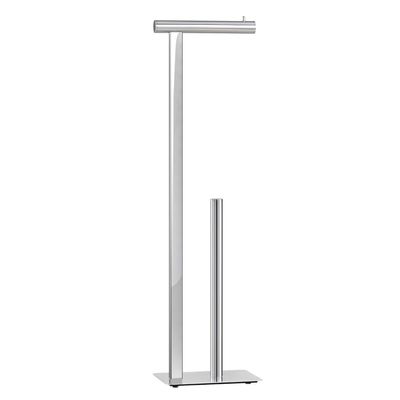 Torre & Tagus 29" Chrome Free Standing Toilet Paper Holder Stand with Storage for 3 Extra Rolls, Polished Chrome Toilet Paper Holder Free Standing Pedestal with Heavy Base, Corrosion Resistant Steel