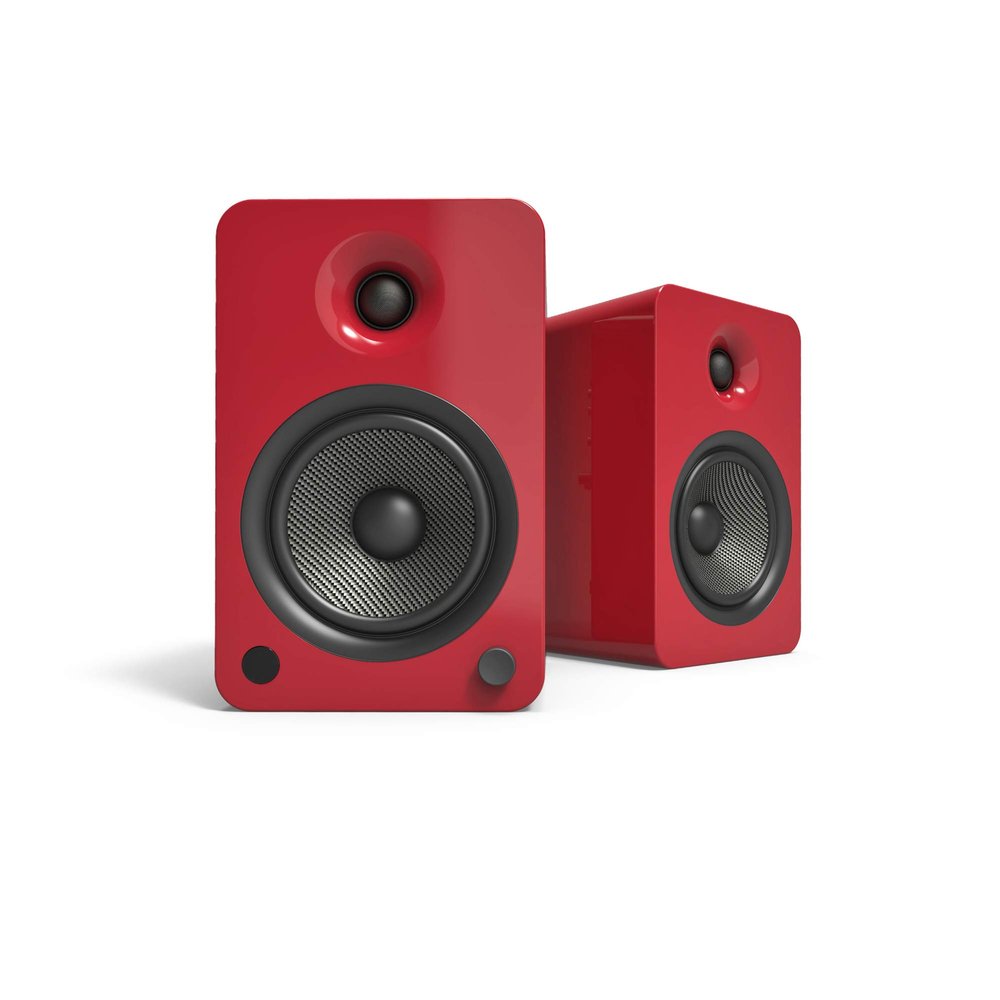 Kanto YU6GR Powered Bookshelf Speakers with Bluetooth and Phono Preamp | Pair | Gloss Red