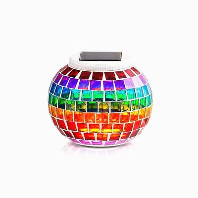 AMZSTAR Solar Glass Mosaic LED Lights Colorful Changing Ball Lights Waterproof Solar Table Lamp for Patio Yard Party Wedding Decoration (Rainbow)
