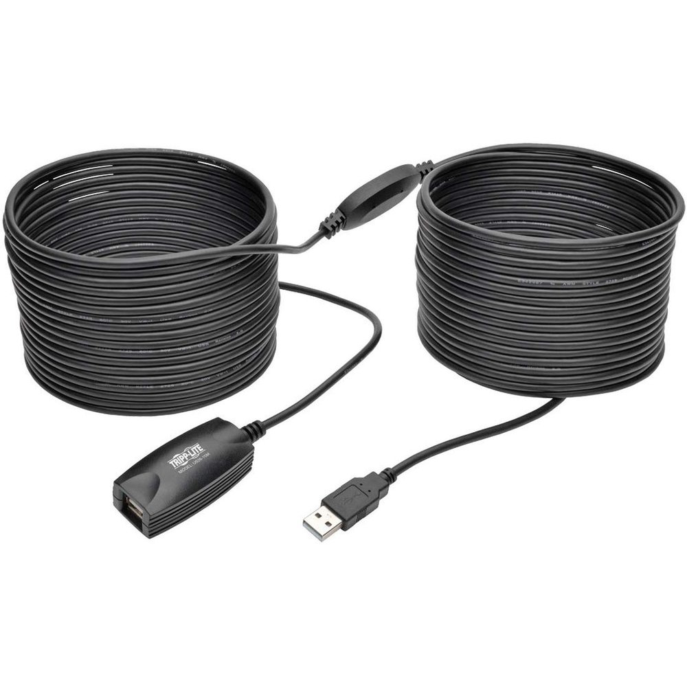 Tripp Lite 15M USB 2.0 Hi-Speed Active Extension Repeater Cable USB-A M/F 49ft (U026-15M), Black