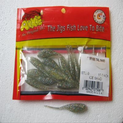 Arkie Lures STS-9-15 Sexy Tail Shad- #9 Ice Shad- 15 Pack