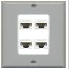 RiteAV Decorative 1 Gang 4 Port Cat5e Ethernet Wall Plate - Gray/White view 1