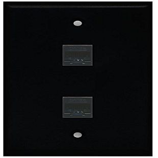 RiteAV 1 Gang 2 Port Cat5e Ethernet Wall Plate - Black - Bracket Included