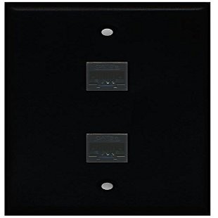 RiteAV 1 Gang 2 Port Cat5e Ethernet Wall Plate - Black - Bracket Included