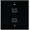 RiteAV 1 Gang 2 Port Cat5e Ethernet Wall Plate - Black - Bracket Included view 1