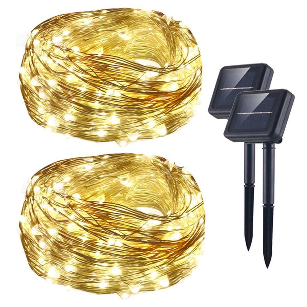 AICase Solar (72 ft, 200 LED, Waterproof, 8 Modes), Starry Fairy Bendable Copper Wire Durable Outdoor Lights for Garden, Patio, Home, Dancing, Wedding, Christmas Party (2 x White)