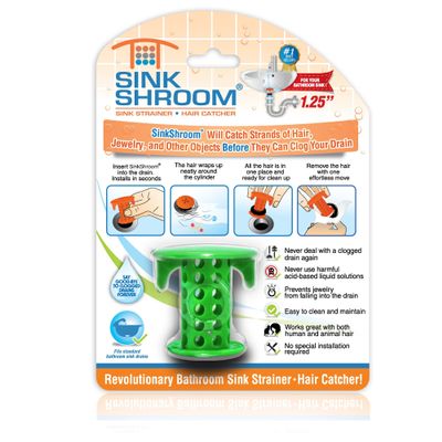 Sinkshroom SSGRE988 Sink Drain Protector Hair Catcher/Strainer/Snare, Green