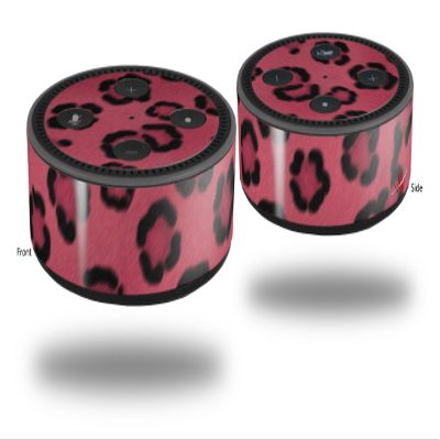 Skin Wrap Decal Set 2 Pack for Amazon Echo Dot 2 - Leopard Skin Pink (2nd Generation ONLY - Echo NOT Included)