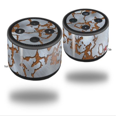Skin Wrap Decal Set 2 Pack for Amazon Echo Dot 2 - Rusted Metal (2nd Generation ONLY - Echo NOT Included)