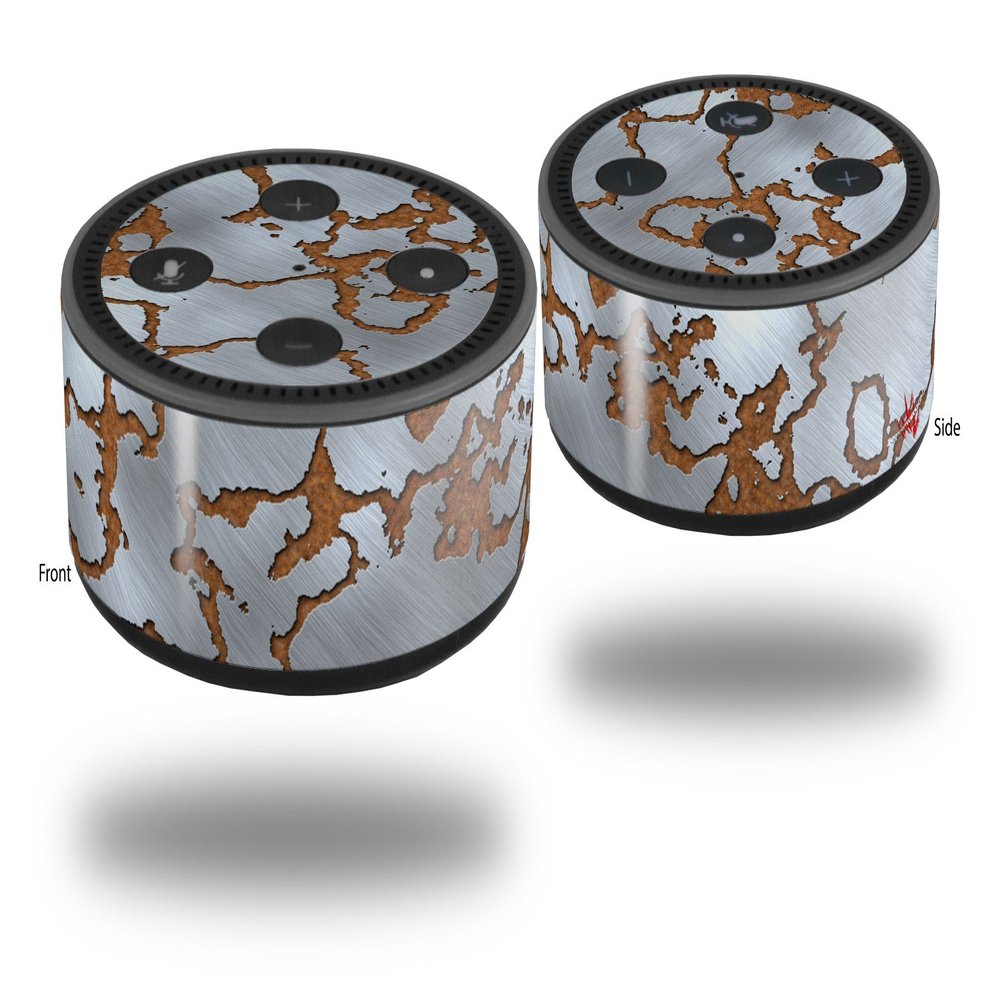 Skin Wrap Decal Set 2 Pack for Amazon Echo Dot 2 - Rusted Metal (2nd Generation ONLY - Echo NOT Included)