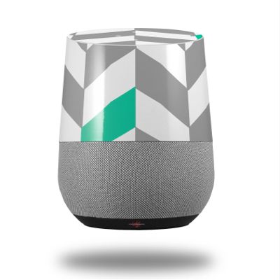 Chevrons Gray and Turquoise - Decal Style Skin Wrap fits Google Home Original (Google Home NOT Included)