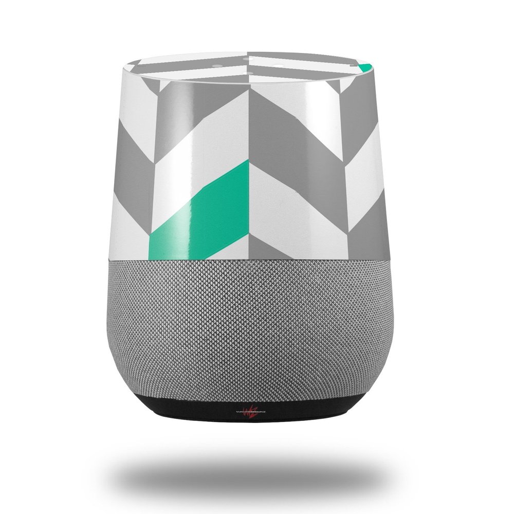 Chevrons Gray and Turquoise - Decal Style Skin Wrap fits Google Home Original (Google Home NOT Included)