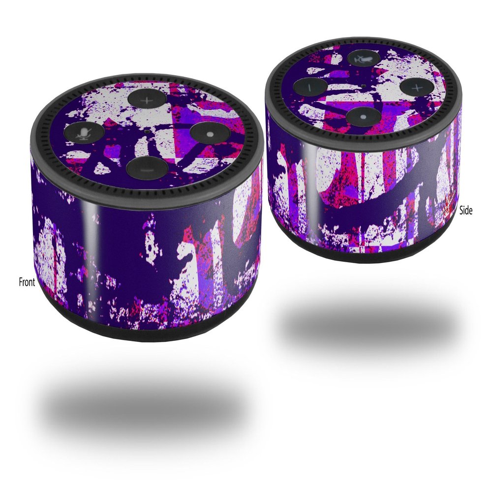 Skin Wrap Decal Set 2 Pack for Amazon Echo Dot 2 - Purple Checker Graffiti (2nd Generation ONLY - Echo NOT Included)