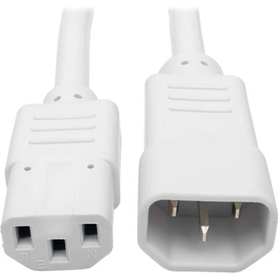 Tripp Lite 3 ft. Heavy Duty Power Extension Cord, C14 to C13, 15A, 14 AWG, White (P005-003-AWH)