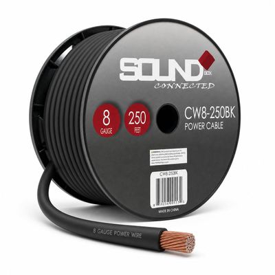 SoundBox 8 Gauge Amplifier Wire Power/Ground 8 Ga Amp Wire 250 Feet Spool Cable