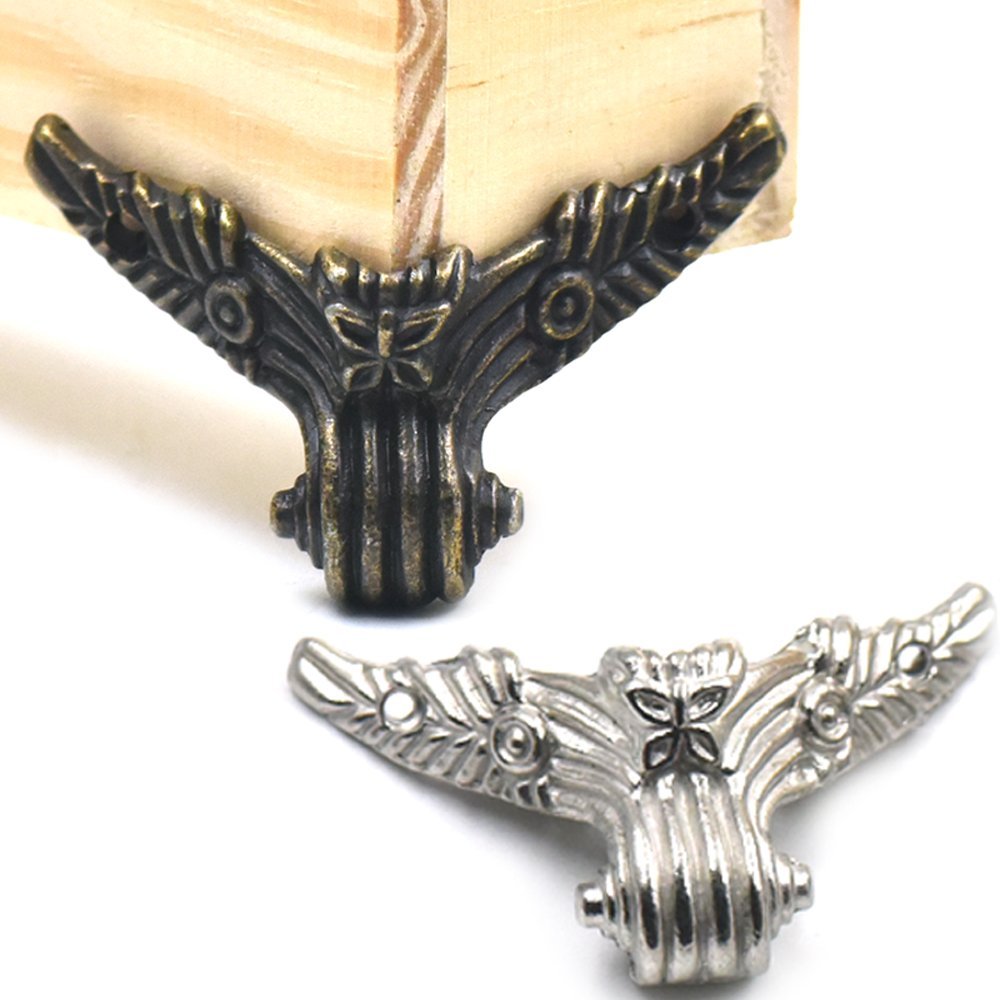 Fujiyuan 5 pcs 27mm Alloy Jewelry Chest Box Wood Decorative Feet Leg Corner Protector Guard Furniture BRONZE