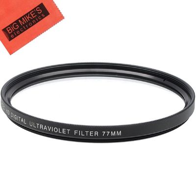 77mm Multi-Coated UV Protective Filter for Select Canon, Olympus, Pentax, Sony, Sigma, Tamron Digital Cameras, SLR Lenses, and Camcorders + Microfiber Cleaning Cloth