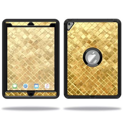 MightySkins Skin Compatible with OtterBox Defender Apple iPad Pro 9.7 Case wrap Cover Sticker Skins Gold Tiles