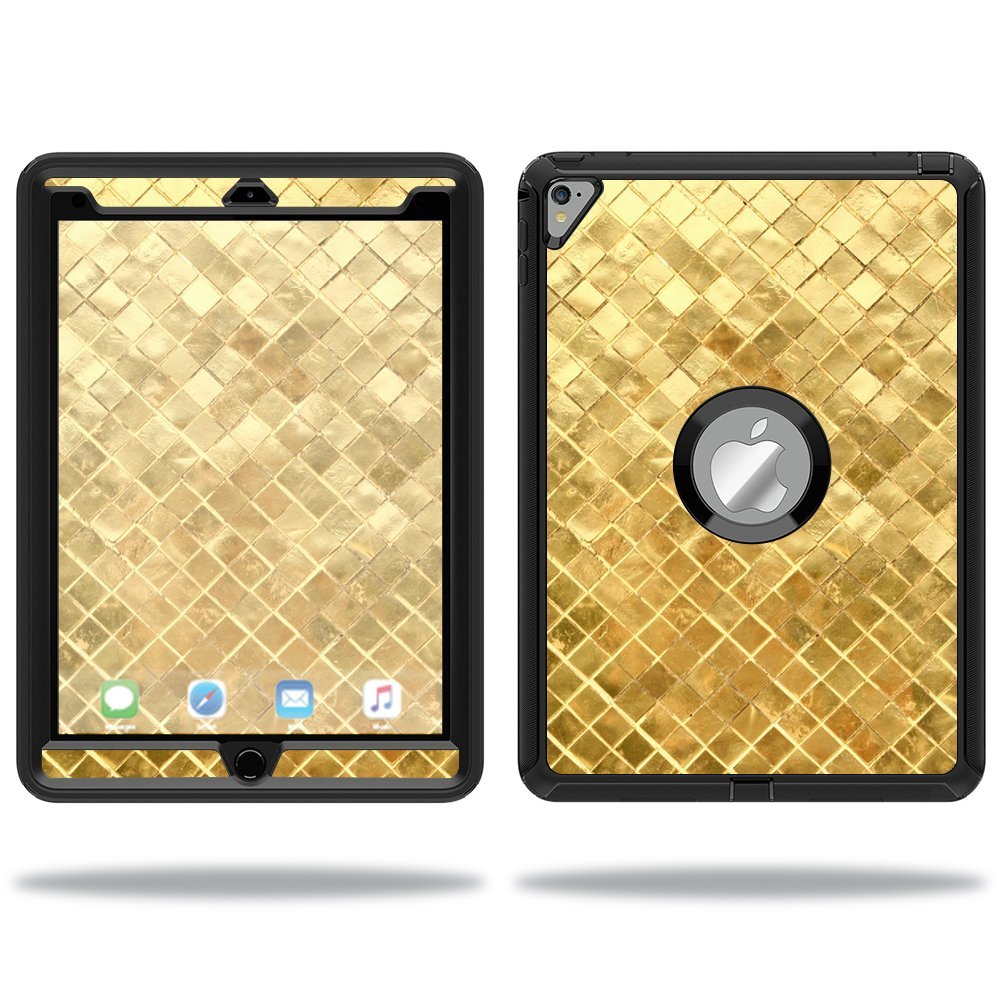 MightySkins Skin Compatible with OtterBox Defender Apple iPad Pro 9.7 Case wrap Cover Sticker Skins Gold Tiles