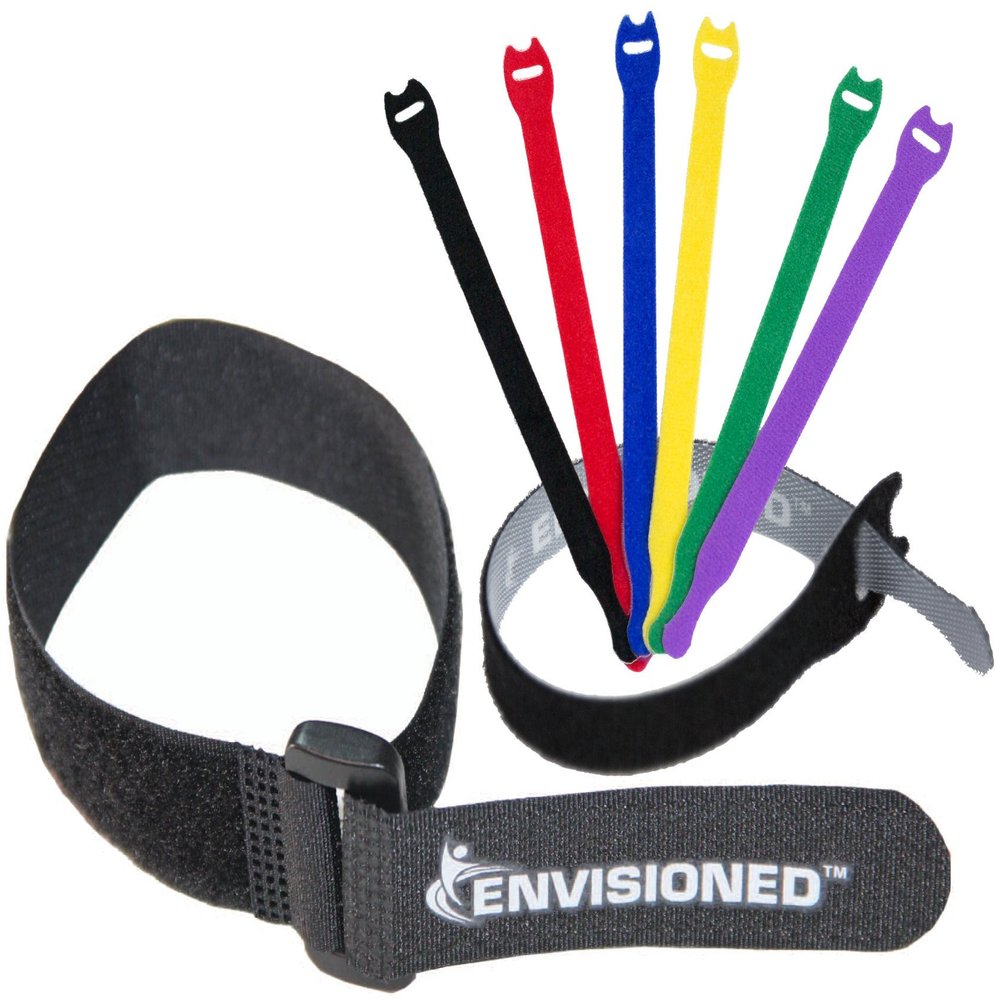 Soft Touch Velour Reusable Cinch Straps & Cable Ties, 26 Pack Combo Set Assortment, Multipurpose Quality Hook & Loop Cable Organizer, Securing Straps