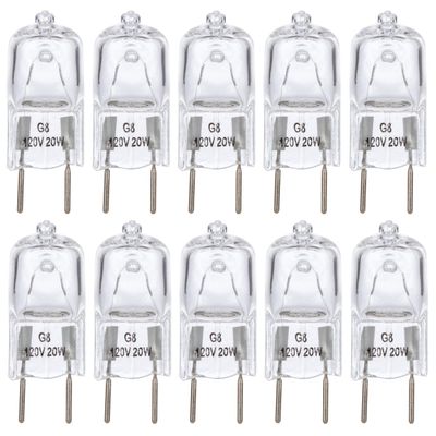 Simba Lighting Halogen Light Bulb G8 T4 20W JCD Bi-Pin 120V, 2700K, 10 Pack