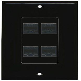 RiteAV Decorative 1 Gang 4 Port Cat5e Ethernet Wall Plate - Black/Black
