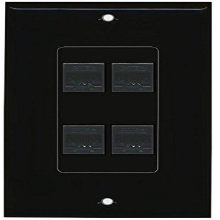 RiteAV Decorative 1 Gang 4 Port Cat5e Ethernet Wall Plate - Black/Black