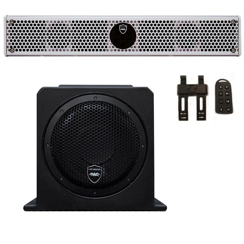 Wet Sounds Package - White Stealth 6 Ultra HD Sound Bar w/Remote and AS-10 10" 500 Watt Powered Stealth Subwoofer