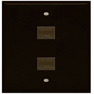 RiteAV 1 Gang 2 Port Cat5e Ethernet Wall Plate - Brown - Bracket Included