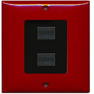 RiteAV Decorative 1 Gang 2 Port Cat5e Ethernet Wall Plate - Red/Black