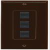 RiteAV Decorative 1 Gang 3 Port Cat5e Ethernet Wall Plate - Brown/Brown view 1