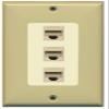 RiteAV Decorative 1 Gang 3 Port Cat5e Ethernet Wall Plate - Ivory/Light Almond view 1