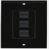 RiteAV Decorative 1 Gang 3 Port Cat5e Ethernet Wall Plate - Black/Black view 1