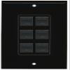 RiteAV Decorative 1 Gang 6 Port Cat5e Ethernet Wall Plate - Black/Black view 1