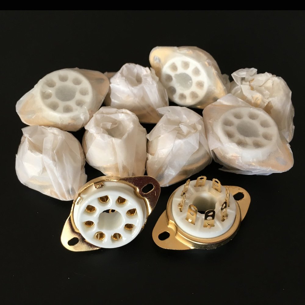 100Pcs 8Pin Gold Vacuum Tube Socket Valve Base for VP41 SP42 Audio Amplifier DIY