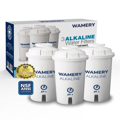 Wamery Alkaline Pitcher Water Filter Replacement for Brita Pitchers, 3 Pack