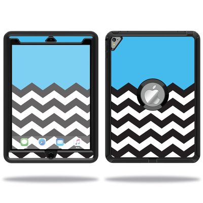 MightySkins Skin Compatible with OtterBox Defender Apple iPad Pro 9.7 Case wrap Cover Sticker Skins Baby Blue Chevron