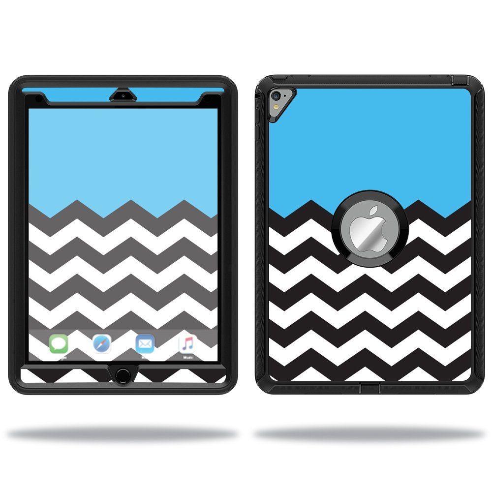 MightySkins Skin Compatible with OtterBox Defender Apple iPad Pro 9.7 Case wrap Cover Sticker Skins Baby Blue Chevron