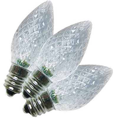 Holiday Bright Lights LED C7 Faceted Christmas Light Bulbs Cool White 2 in. 25 pk