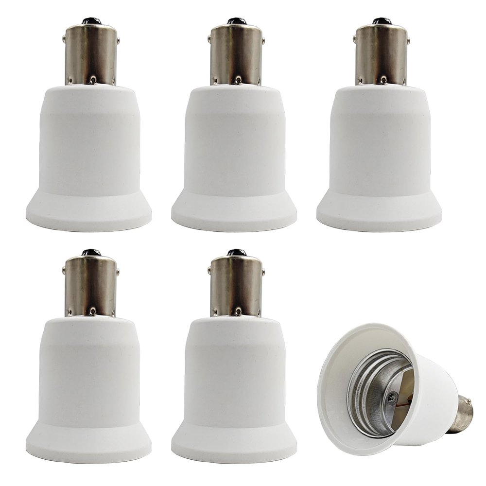 E-Simpo 6pcs BA15S to E26/E27 Light Socket Adapter BA15S Light Socket Adapter to Standard Medium Edison Screw Bulb Base Adapter (BA15S to E26/E27 Adapter)