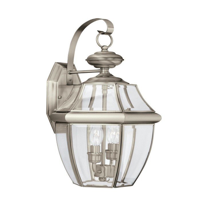 Generation Lighting 8039EN-965 Two Light Outdoor Wall Lantern, Pwt, Nckl, B/S, Slvr,21 inch