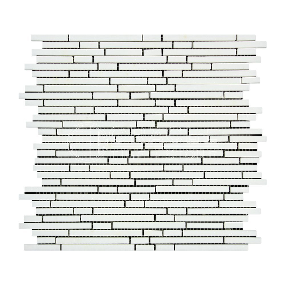 Thassos White Greek Marble Bamboo Sticks (Single Color) Mosaic Tile, Honed