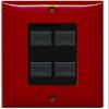 RiteAV Decorative 1 Gang 4 Port Cat5e Ethernet Wall Plate - Red/Black view 1