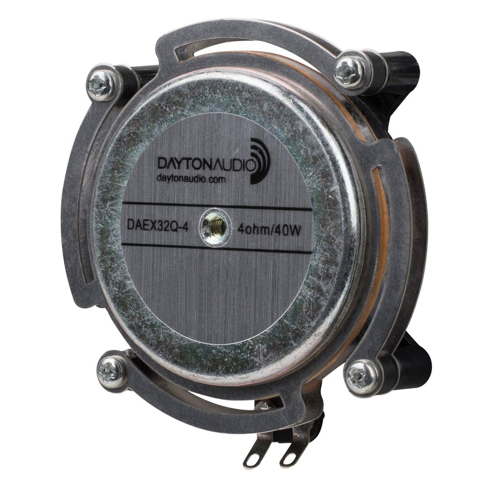 Dayton Audio DAEX32Q-4 Dual Steel Spring Balanced 32mm Exciter 20 Watt RMS, 4 Ohm Imepedance - Turn Any Surface into a Speaker System - Ideal for Vertical Surfaces