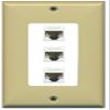 RiteAV Decorative 1 Gang 3 Port Cat5e Ethernet Wall Plate - Ivory/White view 1