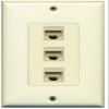 RiteAV Decorative 1 Gang 3 Port Cat5e Ethernet Wall Plate - Light Almond/Light Almond view 1